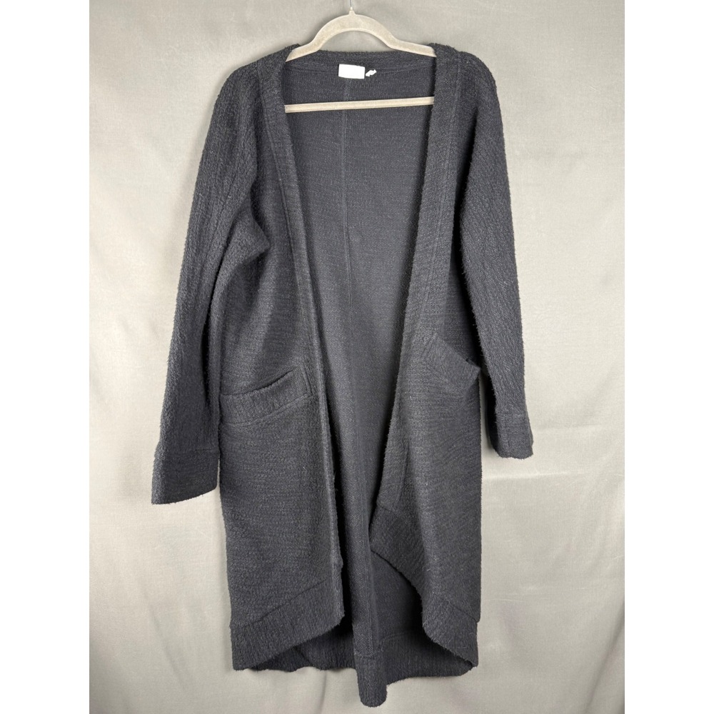 Out From Under Cardigan Women XS/S Grey Open Front Duster Textured Knit Pocket